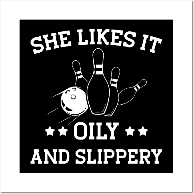 Bowling Girl - She likes it oily and slippery w Wall Art by KC Happy Shop